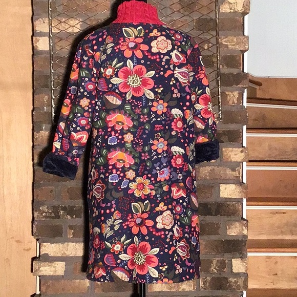 Retro Floral Dress - Multicolor faux fur lined with pockets  M - Picture 4 of 7